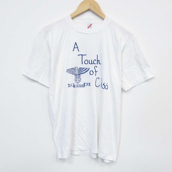 L★古着 ジャージーズ 半袖 ビンテージ Tシャツ メンズ 80年代 80s Touch クルーネック USA製 白 ホワイト 25sep11 中古