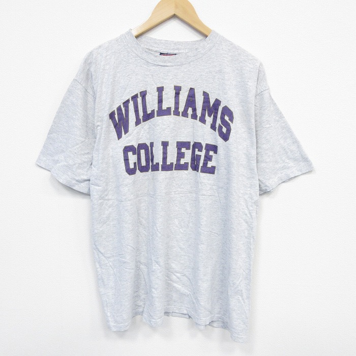 XL★古着 ジャンスポーツ 半袖 ビンテージ Tシャツ メンズ 90年代 90s ウィリアムズ 大きいサイズ コットン クルーネック USA製 グレー 霜降り 25sep11 中古