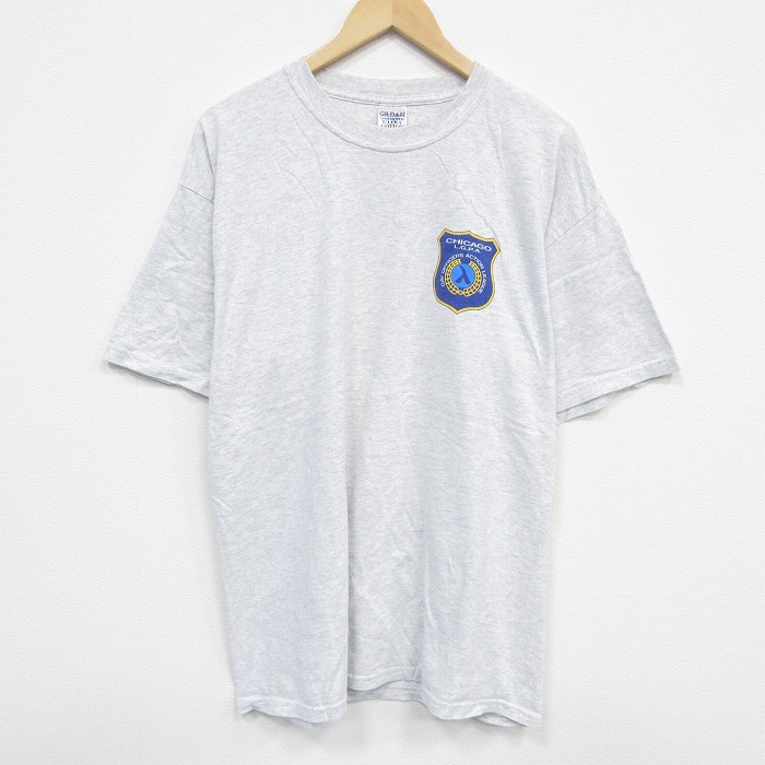 XL★古着 半袖 ビンテージ Tシャツ メンズ 00年代 00s シカゴ 大きいサイズ クルーネック 薄グレー 霜降り 25sep11 中古