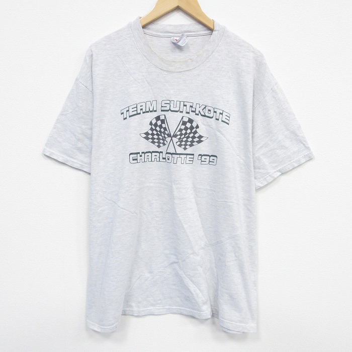 XL★古着 ヘインズ Hanes 半袖 ビンテージ Tシャツ メンズ 90年代 90s コルベット 大きいサイズ コットン クルーネック グレー 霜降り 25sep11 中古