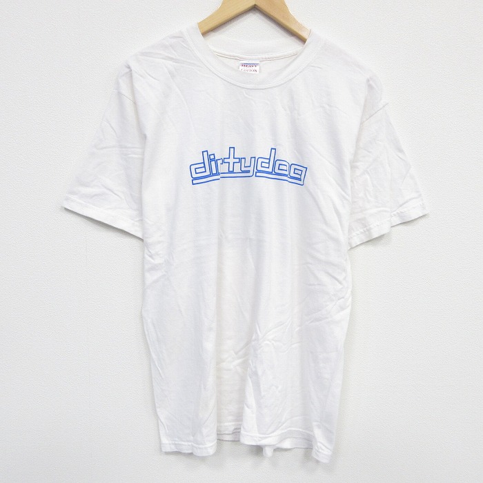 L★古着 半袖 ビンテージ Tシャツ メンズ 00年代 00s dirtydog コットン クルーネック 白 ホワイト 25sep11 中古