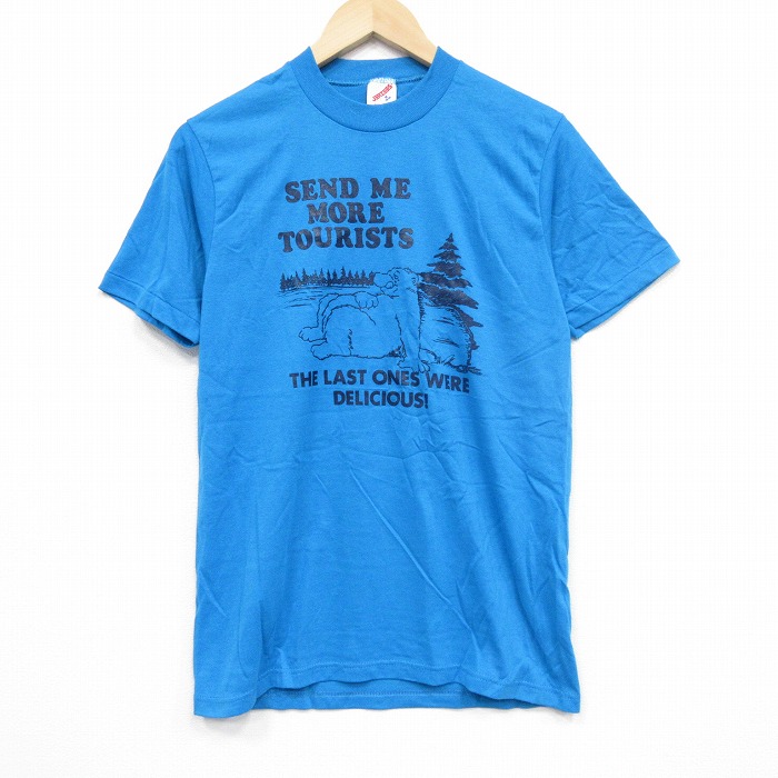 M★古着 ジャージーズ 半袖 ビンテージ Tシャツ メンズ 80年代 80s クマ クルーネック USA製 青 ブルー 25sep12 中古