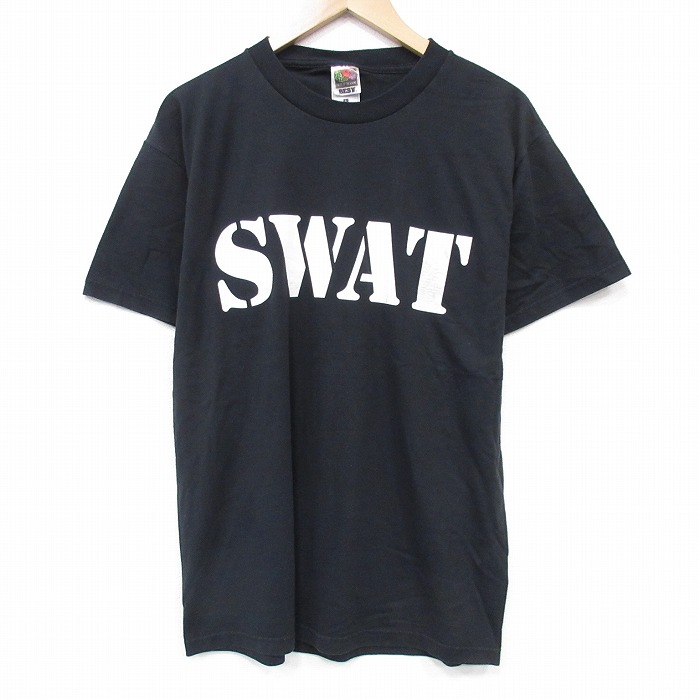 L★古着 フルーツオブザルーム 半袖 ビンテージ Tシャツ メンズ 00年代 00s SWAT クルーネック 黒 ブラック 25sep12 中古