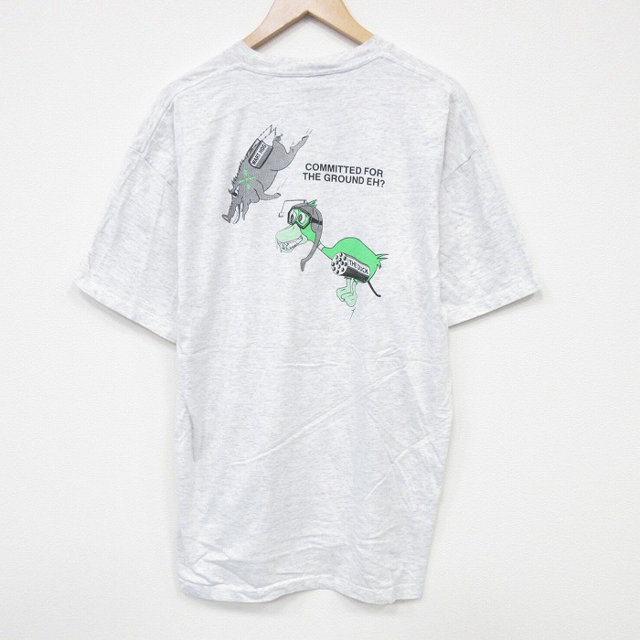 XL★古着 オニータ 半袖 ビンテージ Tシャツ メンズ 90年代 90s 鳥 イノシシ クルーネック 薄グレー 霜降り 25sep12 中古