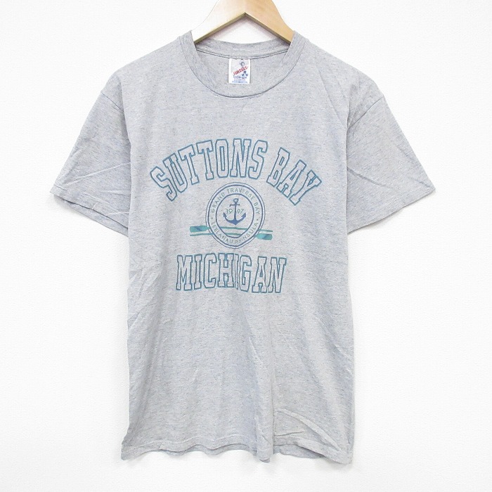 M★古着 ジャージーズ 半袖 ビンテージ Tシャツ メンズ 90年代 90s ミシガン クルーネック USA製 グレー 霜降り 25sep12 中古