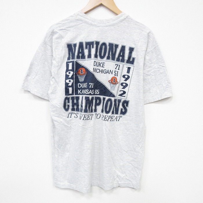 XL★古着 半袖 ビンテージ Tシャツ メンズ 90年代 90s バスケットボール コットン クルーネック USA製 薄グレー 霜降り 25sep12 中古