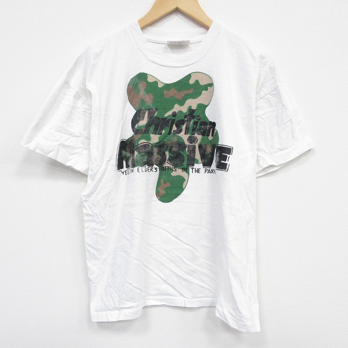 L★古着 半袖 ビンテージ Tシャツ メンズ 90年代 90s Massive クルーネック 白 ホワイト 25sep13 中古