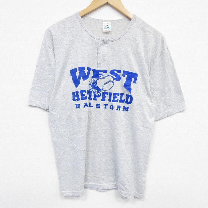 L★古着 半袖 ビンテージ Tシャツ メンズ 00年代 00s ウエスト ヘンリーネック グレー 霜降り 25sep13 中古