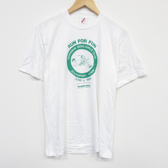 L★古着 ジャージーズ 半袖 ビンテージ Tシャツ メンズ 80年代 80s ランナー クルーネック USA製 白 ホワイト 25sep13 中古