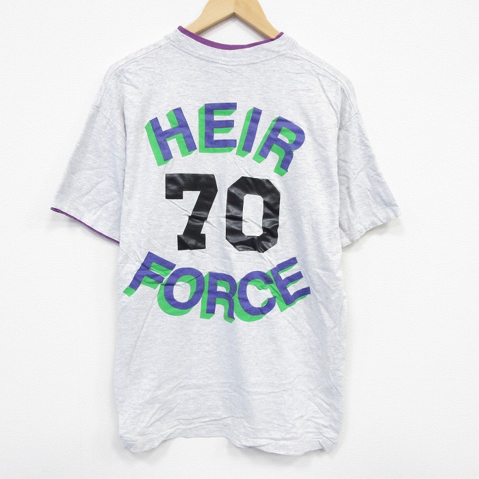 L★古着 SIGNAL 半袖 ビンテージ Tシャツ メンズ 90年代 90s HEIR コットン クルーネック USA製 薄グレー 霜降り 25sep13 中古