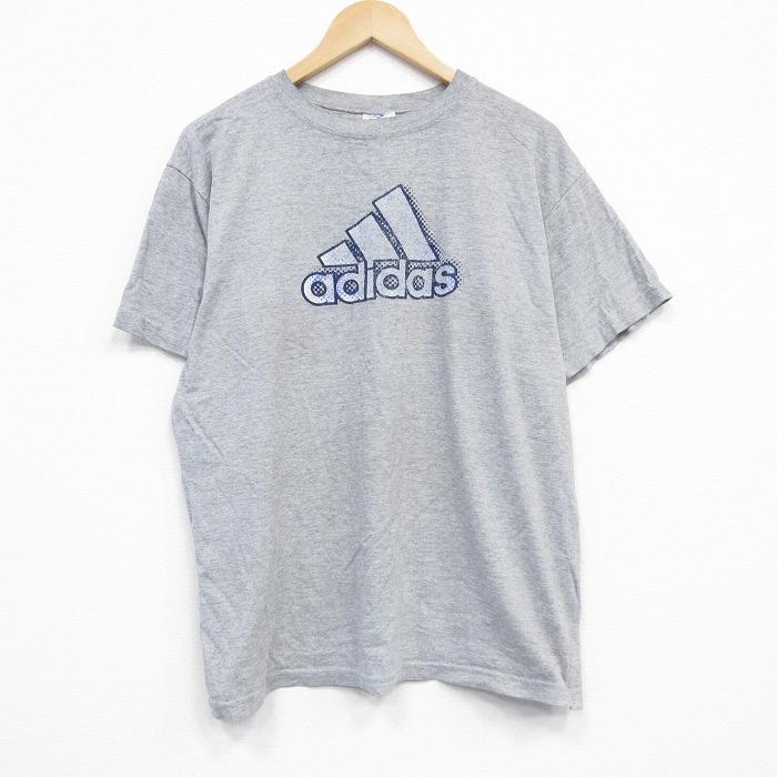 アディダス 90s 半袖Tシャツ ビッグロゴ グレー XL | 古着