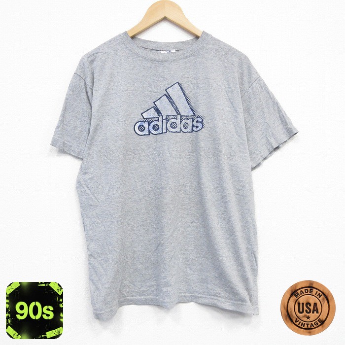 アディダス 90s 半袖Tシャツ ビッグロゴ グレー XL | 古着