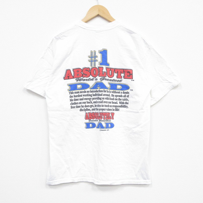 【20%OFF】L★古着 半袖 ビンテージ Tシャツ メンズ 00年代 00s メッセージ コットン クルーネック 白 ホワイト 25sep13 中古