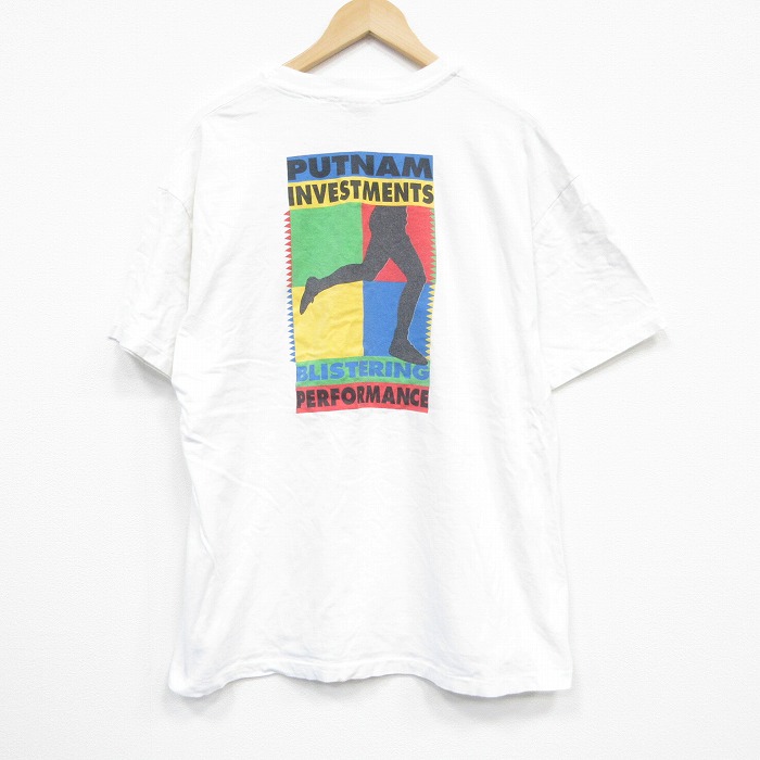 XL★古着 ヘインズ Hanes 半袖 ビンテージ Tシャツ メンズ 90年代 90s パフォーマンス 大きいサイズ コットン クルーネック 白 ホワイト 【spe】 25sep13 中古