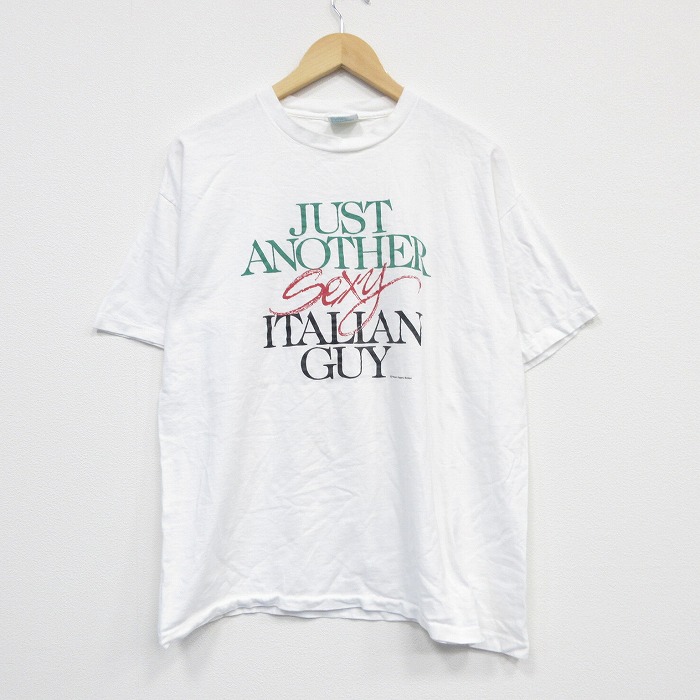 【20%OFF】XL★古着 半袖 ビンテージ Tシャツ メンズ 90年代 90s セクシー コットン クルーネック USA製 白 ホワイト 25sep13 中古