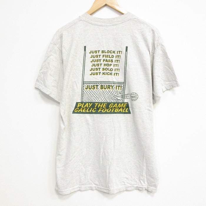 XL★古着 半袖 ビンテージ Tシャツ メンズ 00年代 00s メッセージ クルーネック 薄グレー 霜降り 25sep16 中古