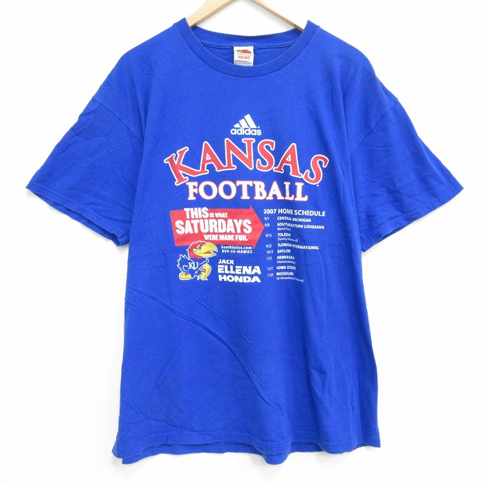 フルーツオブザルーム 00s 半袖Tシャツ カンザスジェイホークス ブルー XL | 古着