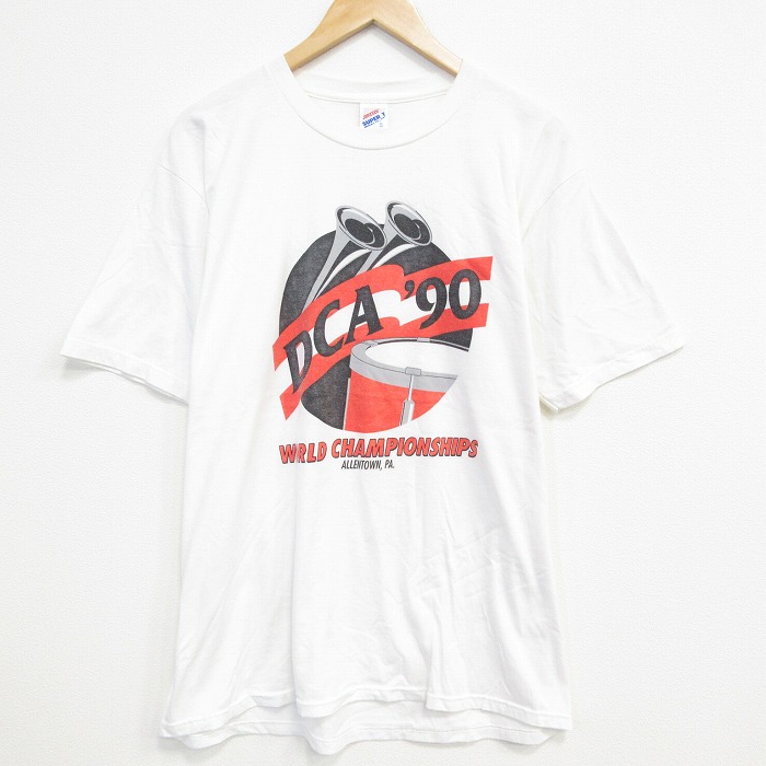 【20%OFF】XL★古着 ジャージーズ 半袖 ビンテージ Tシャツ メンズ 90年代 90s DCA クルーネック USA製 白 ホワイト 25sep16 中古