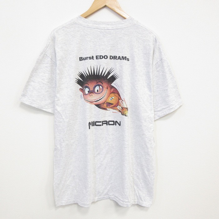 XL★古着 オニータ 半袖 ビンテージ Tシャツ メンズ 90年代 90s MICRON 大きいサイズ コットン クルーネック 薄グレー 霜降り 【spe】 25sep16 中古