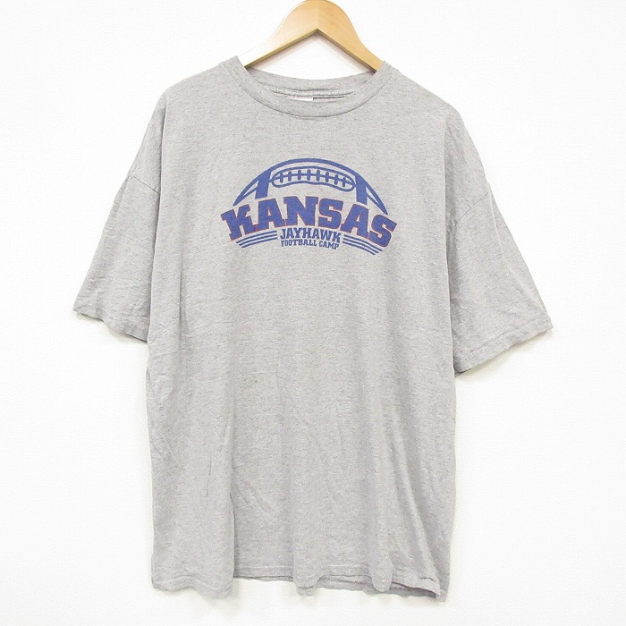 アディダス 00s 半袖Tシャツ カンザスジェイホークス グレー XL | 古着