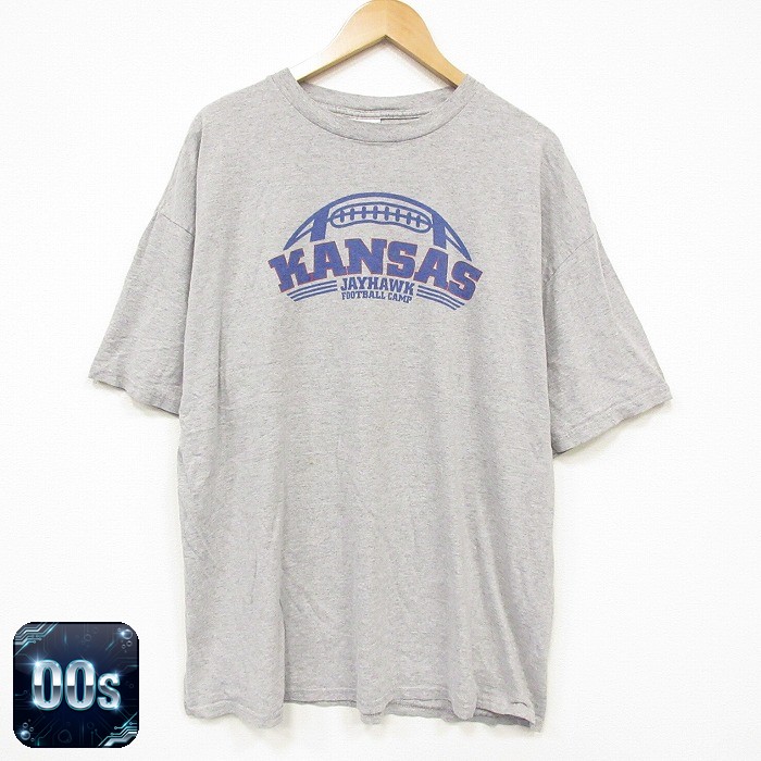 アディダス 00s 半袖Tシャツ カンザスジェイホークス グレー XL | 古着