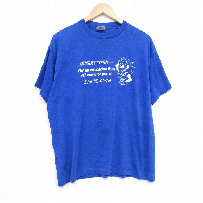 L★古着 半袖 ビンテージ Tシャツ メンズ 80年代 80s 電球 クルーネック USA製 青 ブルー 25sep17 中古