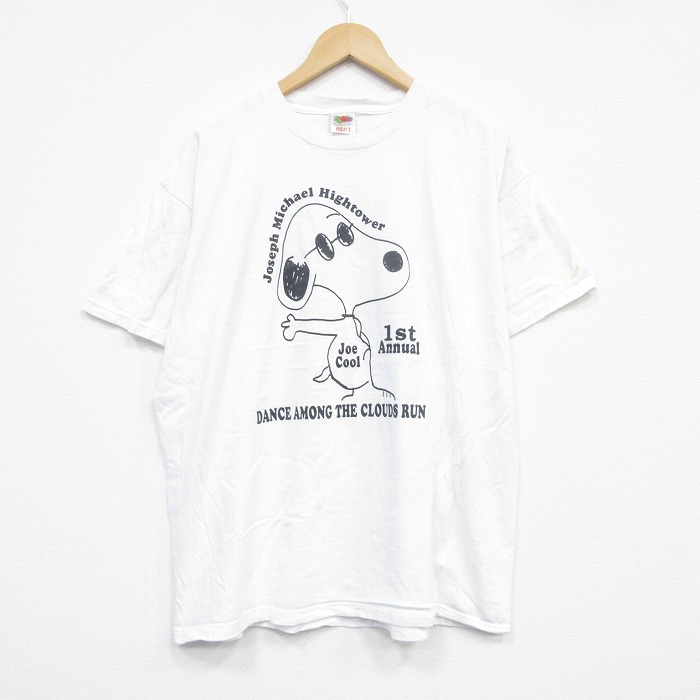XL★古着 フルーツオブザルーム 半袖 ビンテージ Tシャツ メンズ 00年代 00s スヌーピー SNOOPY 大きいサイズ コットン クルーネック 白 ホワイト 【spe】 25sep17 中古