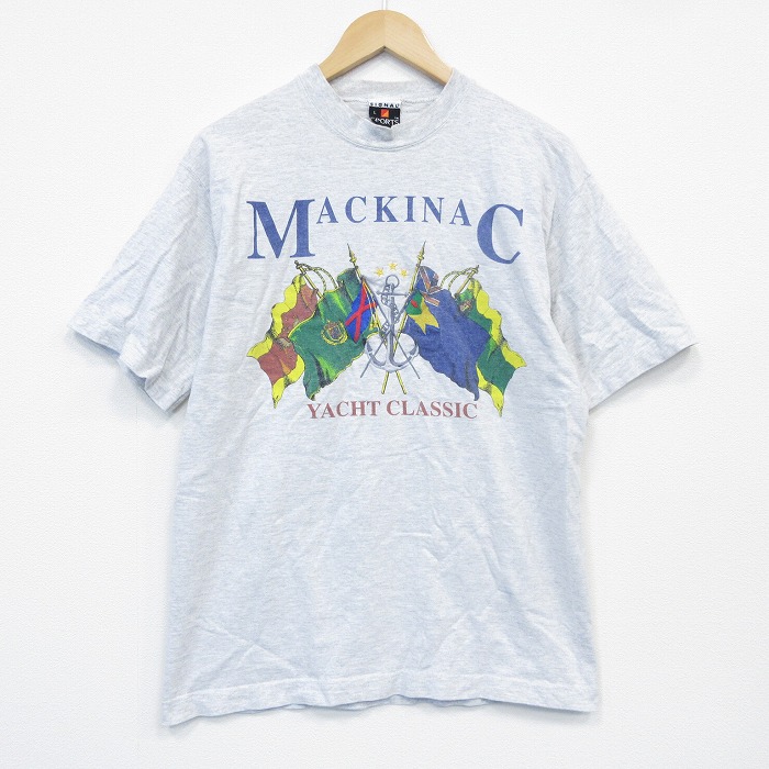L★古着 SIGNAL 半袖 ビンテージ Tシャツ メンズ 90年代 90s ヨットクラシック クルーネック USA製 グレー 霜降り 25sep17 中古