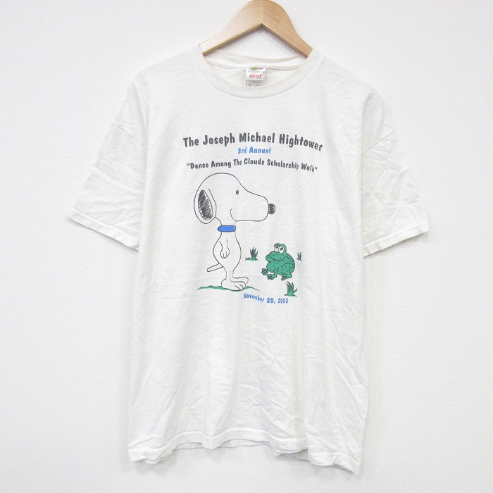 XL★古着 フルーツオブザルーム 半袖 ビンテージ Tシャツ メンズ 00年代 00s スヌーピー SNOOPY カエル コットン クルーネック 白 ホワイト 【spe】 25sep17 中古