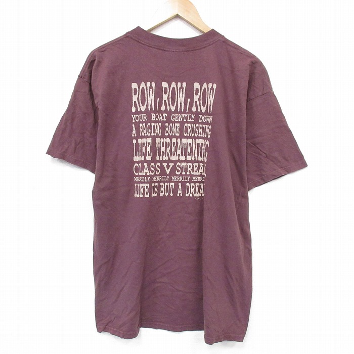 XL★古着 TULTEX 半袖 ビンテージ Tシャツ メンズ 90年代 90s ラフティング 大きいサイズ コットン クルーネック エンジ 25sep17 中古