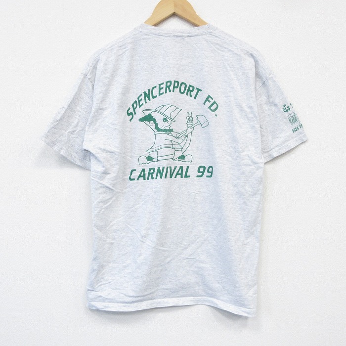 【20%OFF】XL★古着 半袖 ビンテージ Tシャツ メンズ 90年代 90s カーニバル クルーネック 薄グレー 霜降り 25sep18 中古