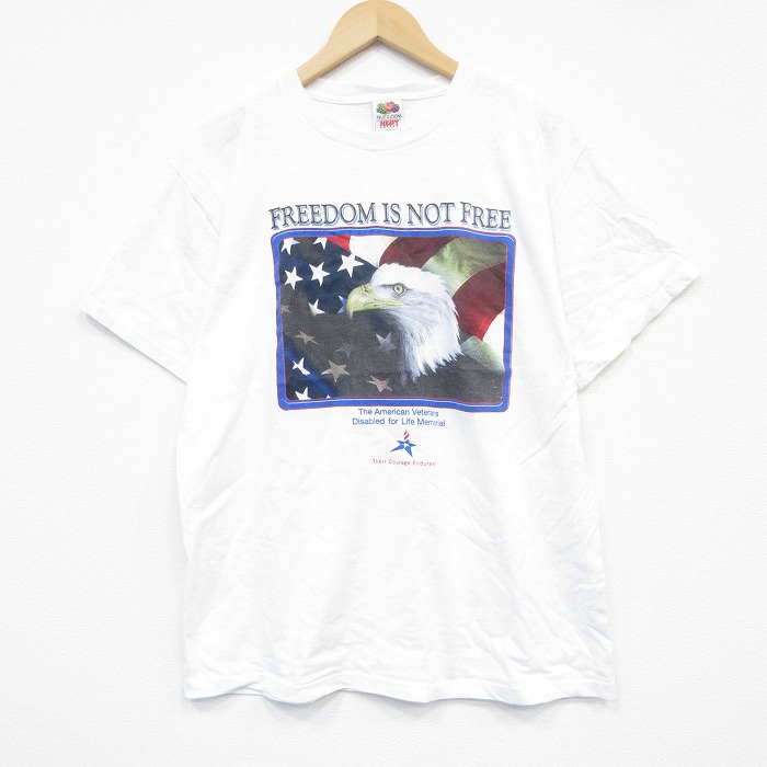 L★古着 フルーツオブザルーム 半袖 ビンテージ Tシャツ メンズ 00年代 00s 鳥 コットン クルーネック 白 ホワイト 25sep18 中古