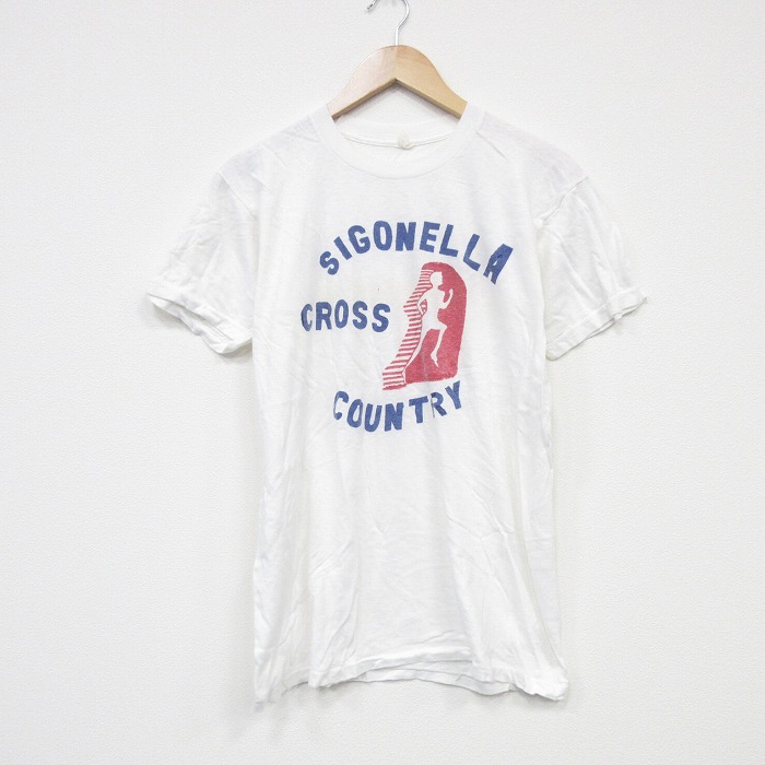 【20%OFF】M★古着 半袖 ビンテージ Tシャツ メンズ 80年代 80s クロスカントリー クルーネック 白 ホワイト 25sep18 中古