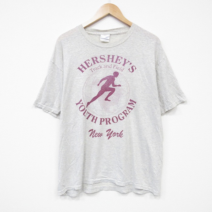 XL★古着 ヘインズ Hanes 半袖 ビンテージ Tシャツ メンズ 00年代 00s ユースプログラム クルーネック 薄グレー 霜降り 25sep18 中古