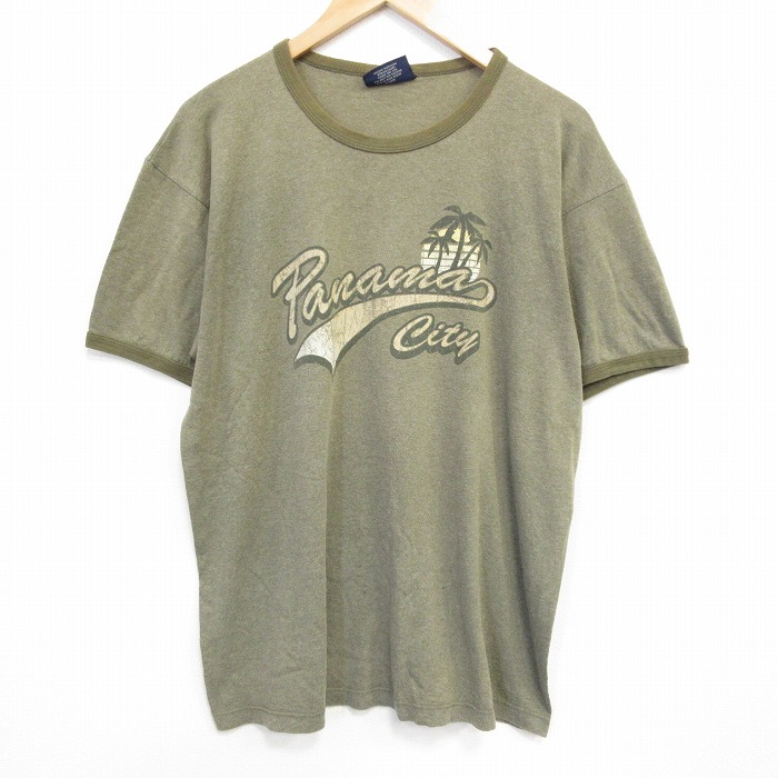 XL★古着 エアロポステール AEROPOSTALE 半袖 ビンテージ Tシャツ メンズ 00年代 00s パナマシティ クルーネック カナダ製 濃緑 グリーン 霜降り 25sep19 中古