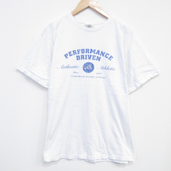 XL★古着 アディダス adidas 半袖 ビンテージ Tシャツ メンズ 90年代 90s DRIVEN コットン クルーネック USA製 白 ホワイト 25sep20 中古