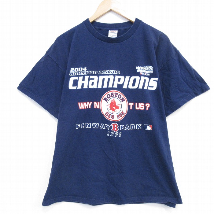 【20%OFF】XL★古着 フルーツオブザルーム 半袖 ビンテージ Tシャツ メンズ 00年代 00s MLB ボストンレッドソックス コットン クルーネック 紺 ネイビー メジャーリーグ ベースボール 野球 25sep20 中古