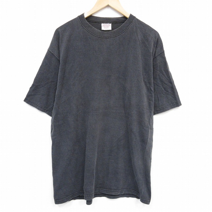 XL★古着 PLUMA 半袖 ビンテージ Tシャツ メンズ 90年代 90s 無地 コットン クルーネック USA製 濃グレー 霜降り 25sep22 中古