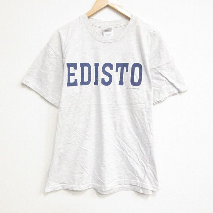 【20%OFF】L★古着 ヘインズ Hanes 半袖 ビンテージ Tシャツ メンズ 90年代 90s EDISTO コットン クルーネック 薄グレー 霜降り 25sep22 中古