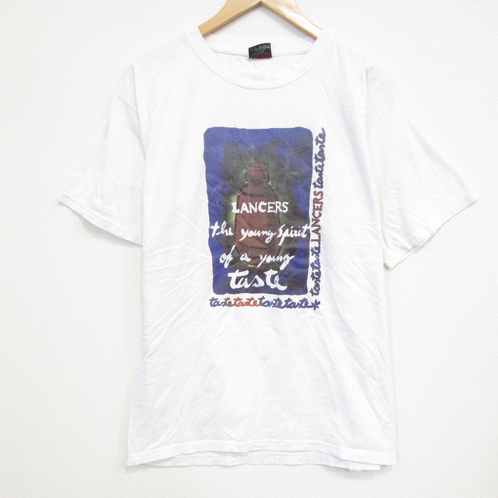 L★古着 半袖 ビンテージ Tシャツ メンズ 00年代 00s LANCERS コットン クルーネック 白 ホワイト 25sep22 中古