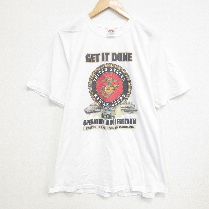 XL★古着 ジャージーズ 半袖 ビンテージ Tシャツ メンズ 00年代 00s ミリタリー USMC コットン クルーネック 白 ホワイト 25sep22 中古