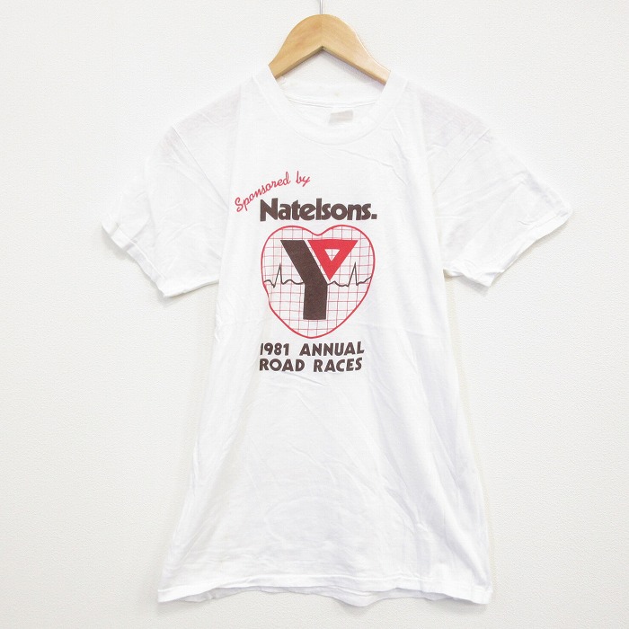 【20%OFF】S★古着 半袖 ビンテージ Tシャツ メンズ 80年代 80s ロードレース クルーネック 白 ホワイト 25sep22 中古