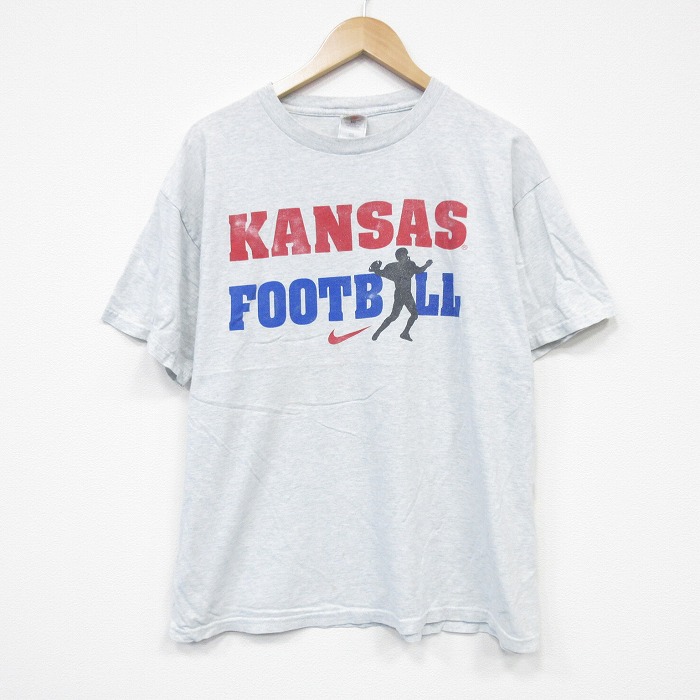 L★古着 フルーツオブザルーム 半袖 ビンテージ Tシャツ メンズ 00年代 00s カンザス クルーネック 薄グレー 霜降り 25sep24 中古