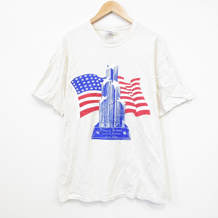 XL★古着 ヘインズ Hanes 半袖 ビンテージ Tシャツ メンズ 90年代 90s ピツニーボウズ コットン クルーネック USA製 生成り 25sep25 中古