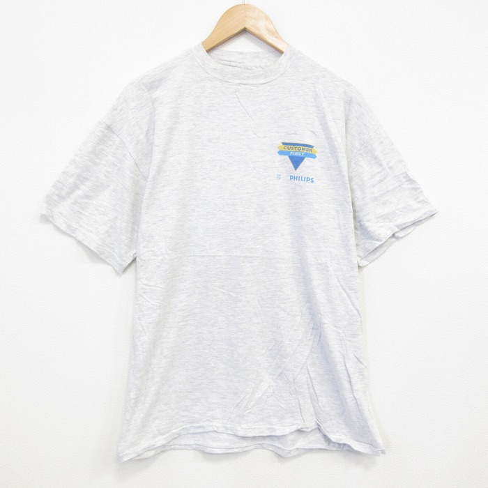 XL★古着 ヘインズ Hanes 半袖 ビンテージ Tシャツ メンズ 90年代 90s カスタマー コットン クルーネック USA製 薄グレー 霜降り 25sep25 中古