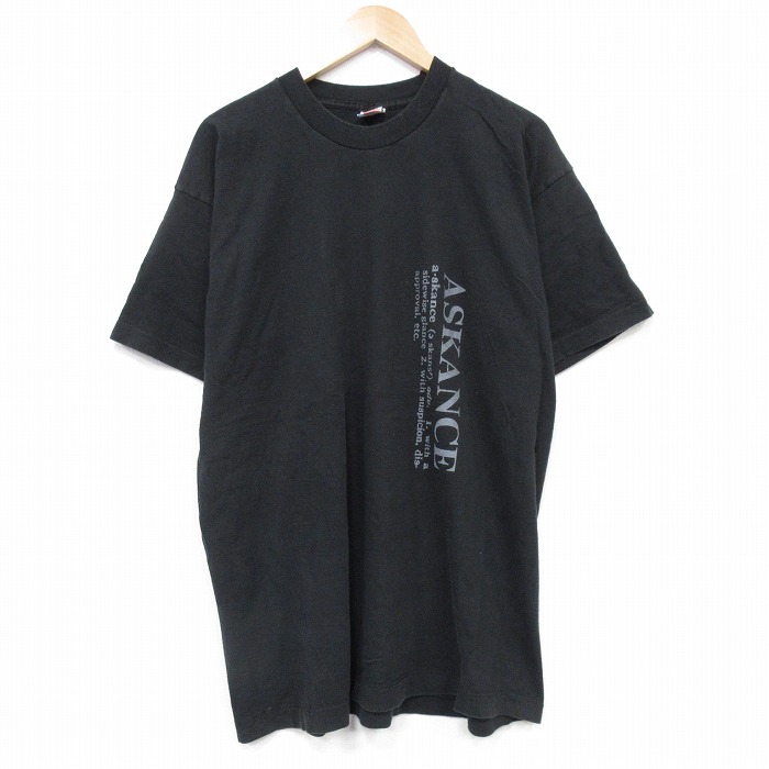 XL★古着 フルーツオブザルーム 半袖 ビンテージ Tシャツ メンズ 90年代 90s ミリオンズ コットン クルーネック USA製 黒 ブラック 25sep27 中古