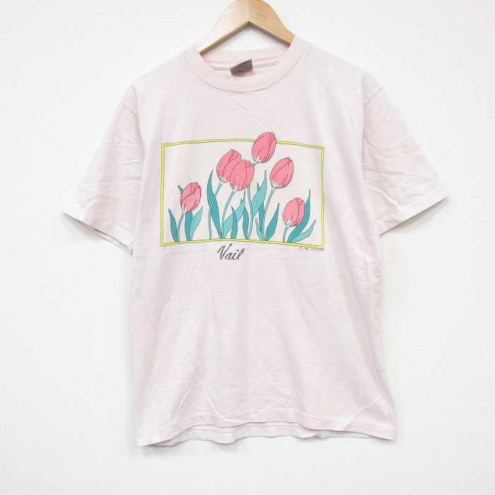 80s 半袖Tシャツ 花 ピンク M | 古着