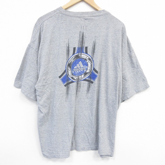 アディダス 90s 半袖Tシャツ ビッグロゴ グレー XL | 古着