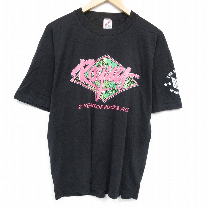 XL★古着 ジャージーズ 半袖 ビンテージ Tシャツ メンズ 80年代 80s ロックンロール クルーネック USA製 黒 ブラック 25sep26 中古