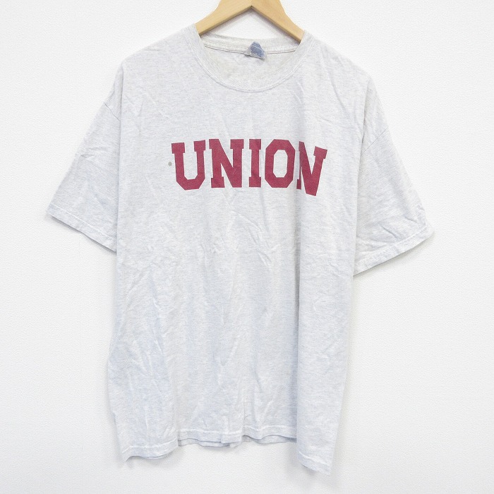 XL★古着 チャンピオン champion 半袖 ビンテージ Tシャツ メンズ 00年代 00s ユニオン 大きいサイズ コットン クルーネック 薄グレー 霜降り 25sep26 中古